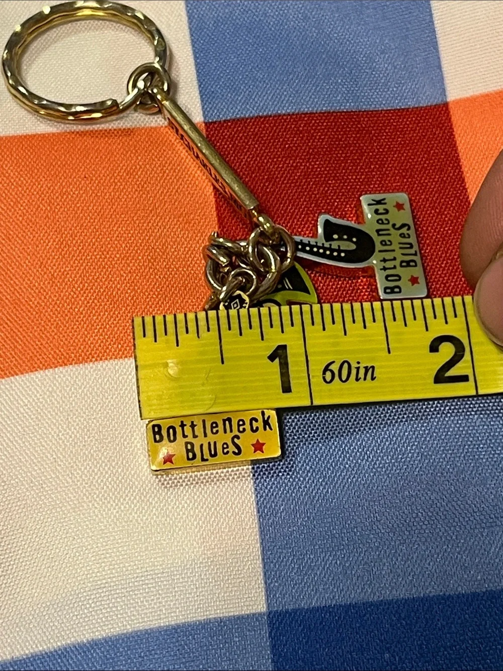 Bottleneck Blues Yellow & Black Enamel Guitar Keychain